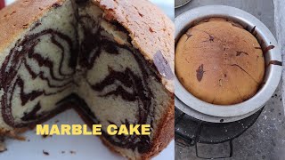 How to bake MARBLE CAKE JUST USING CHARCOAL OVEN [upl. by Llovera]