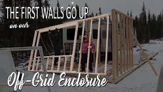 The First Walls Go Up on our OffGrid RV Enclosure [upl. by Ettigirb]