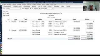 Quick Books Accounting 12 How to record the transaction of stock amp Bonds issuance [upl. by Silyhp]