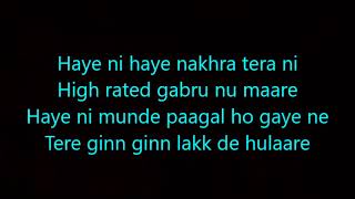 high rated gabru lyrics nawabzaade [upl. by Ener]