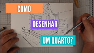 Como desenhar perspectiva interna de um quarto com cama [upl. by Laemaj]