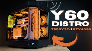 INSANE HYTE Y60 Distro Custom Loop WaterCooling PC Build RTX 4090  Ryzen 9 7950X3D [upl. by Akemad762]