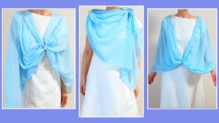 ♡how to wear a blue long scarf elegant 4 ways【ストールの巻き方】ブルーストールをお洒落に４アレンジ！ [upl. by Eirrahs]