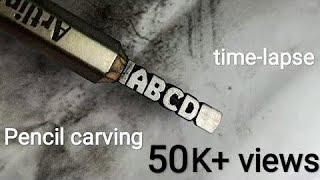 Pencil carving tutorial for beginners  carving ABCD  micro arts  pencil carving [upl. by Notsniw]