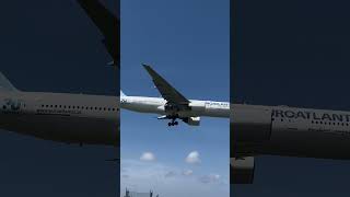 EuroAtlantic Boeing 777 coming into land at a very windy Sydney Airport [upl. by Hakan]