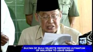 Sulu sultan rejects Malaysias ultimatum [upl. by Baptlsta752]