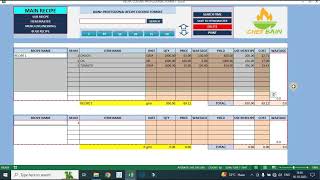 RECIPE COSTING PROFESSIONAL FORMAT Bulk Recipe CostingMenu EnginneringSub RecipeMain Recipe [upl. by Royd992]