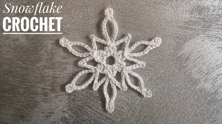 Snowflake Crochet Tutorial Schneeflocke Häkeln Anleitung [upl. by Arrak]