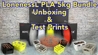 LonenessL PLA Filament 5kg Bundle Unboxing amp Test Prints [upl. by Acceber273]