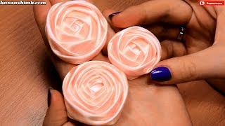 Как сделать розу из атласной ленты для свадебного букета Мастер класс  DIY Satin Ribbon Rose [upl. by Odla]