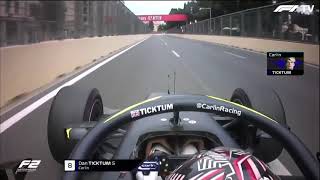 Postrace radio of an angry furious Dan Ticktum after the Baku F2 Feature Race about the penalty [upl. by Nnylyak]