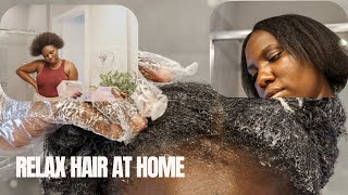 How I Relax My Hair At Home  4C Hair Relaxer Routine [upl. by Aenal]