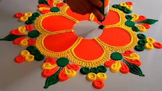 आसान तरीके से दिवाली की सुंदर रंगोली बनाना सीखें।  New Year Rangoli Design [upl. by Ydak]