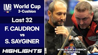 Porto World Cup 3Cushion 2016 Last 32  Semih SAYGINER TUR vs Frederic CAUDRON BEL HL [upl. by Inva]