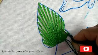 Bordado para rellenar una hoja Puntada fácil para pétalos y hojas bordados puntadas stitching [upl. by Esinnej188]