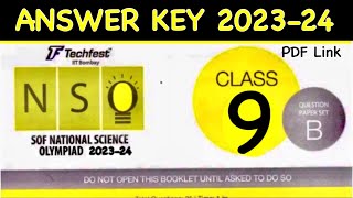 Science Olympiad 202324 Set B Class9 Answer key  SOF NSO Class 9 Question Paper with answer  NSO [upl. by Libre328]