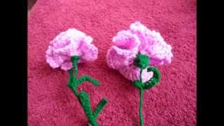 Crochet Carnation Flower Type 1 Tutorial [upl. by Reywas]