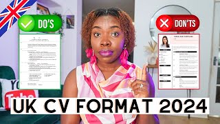 How To Write A CV In UK Format 2024  FREE UK CV Template  Checklist [upl. by Elsbeth]