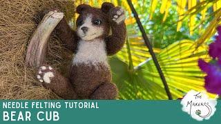 Little Jointed Bear Cub Needle Felt Tutorial [upl. by Laon]