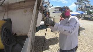 Cleaning amp Preparing A Transom For Fiberglass [upl. by Ellehcirt950]