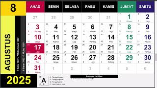 Kalender 2025 Lengkap Dengan Pasaran Jawa Weton [upl. by Airtemad]