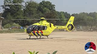 Brownout takeoff PHLLN H135 Lifeliner 3 after a accident at Laren [upl. by Neeruan]