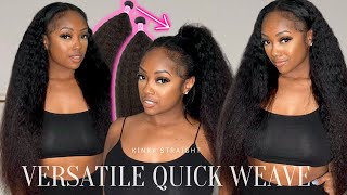 Get the Look Versatile Quick Weave Install with Kinky Straight Hair and Leave Out ft Unice hair [upl. by Tonkin]