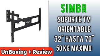 SIMBR Soporte Pared para TV de 32 a 70 Pulgadas Rotatorio y Reclinable UnBoxing Review en Español [upl. by Aser]