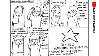 Cara Menggambar  Membuat Komik Tema Ketuhanan yang Maha Esa Pancasila Sila ke1 Ep 677 [upl. by Hassi612]