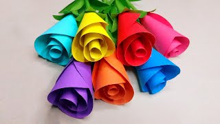 DIY Rose Flower  Easy and Beautiful Paper Flower Rose Making  Handmade Paper Rose [upl. by Eciral]