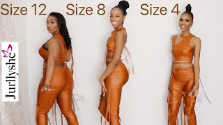 BADDIE ON A BUDGET SIZE 4 vs 8 vs 12 TRY ON SAME JURLLYSHE OUTFITS [upl. by Kelsey187]