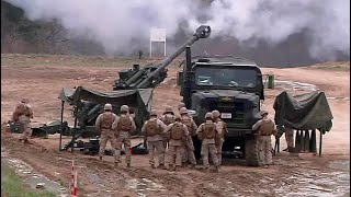 Marines Fire 120mm Mortar amp M777 Howitzer [upl. by Ranilopa299]