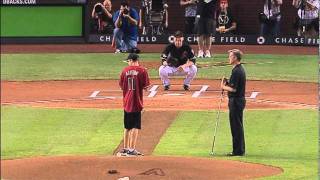 Blind Kid Throws Dbacks First Pitch in Game 4 NLDS vs Milwaukee Brewers [upl. by Annahoj]