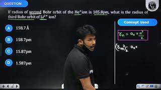 If radius of second Bohr orbit of the He ion is 1058 pm what is the radius of third Bohr orbit [upl. by Eibrab]