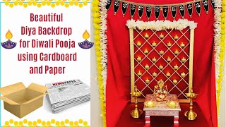 Durga Pooja Mango leaves and flowers Decoration Ideas At Home  Easy Simple Backdrop  Background [upl. by Callida]