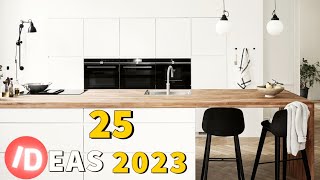 25 COCINAS blancas y madera MODERNAS 2023 con suelos de PARQUET [upl. by Barr]