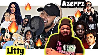 AZERRZ  Hit Rap Songs in Voice Impressions 2  REACTION [upl. by Annaya271]