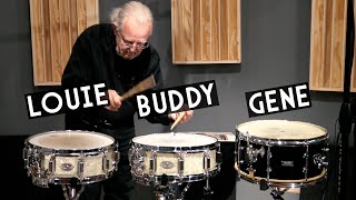 Louie Bellson Buddy Rich Gene Krupa  3 Snares Comparison [upl. by Pavel]