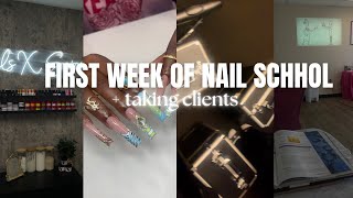 VLOG  MY 1ST WEEK OF NAIL SCHOOL  taking clients acrylic application pedicure nail supply etc [upl. by Savannah]