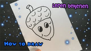 ✏️ TEKENEN HERFST EIKEL SIMPEL  Herfst Tekening Maken voor Beginners  Tutorial Autumn Drawing [upl. by Gee487]