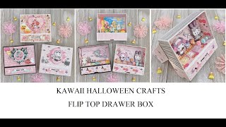 Kawaii Halloween Paper Crafts  ScrapDiva Designs Flip Top Drawer Box [upl. by Glasgo476]