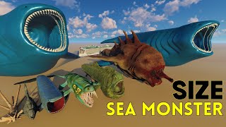 Sea Monsters Size Comparison 3D  The Bloop Vs El Gran Maja Vs Julia vs SCP [upl. by Osrit399]