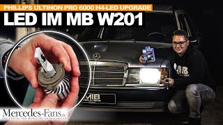 Lichtumbau Was bringen die Philips Ultinon Pro6000 H4LED im Mercedes 190E W201  Halogen vs LED [upl. by Peednus]