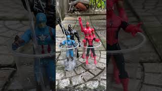 Captain Ameria vs Spider Man want to relax  Venom and Iron man   Marvel toys [upl. by Enom]