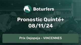 Pronostic PMU du Quinté du jour du 081124 R1C5  VINCENNES [upl. by Kohler]