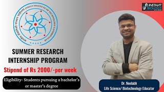 SUMMER RESEARCH INTERNSHIP PROGRAM SRIP 2024 UGPG  STIPEND AVAILABLE internship recruitment [upl. by Zapot]