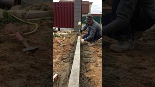 How to install a sidewalk curb 🦾 landscape pavers construction work sidewalk garden [upl. by Nnairda]