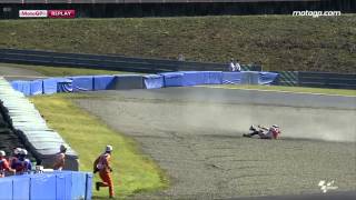 Marquez crashes in Sunday practice at Motegi [upl. by Nedla]