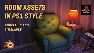 Room Assets in PS1 style Low Poly Modeling in Blender  Timelapse [upl. by Celinda795]