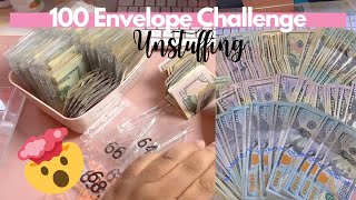 100 Envelope Challenge Unstuffing  Savings Challenges  Ohmyfro Budgets [upl. by Nolava]